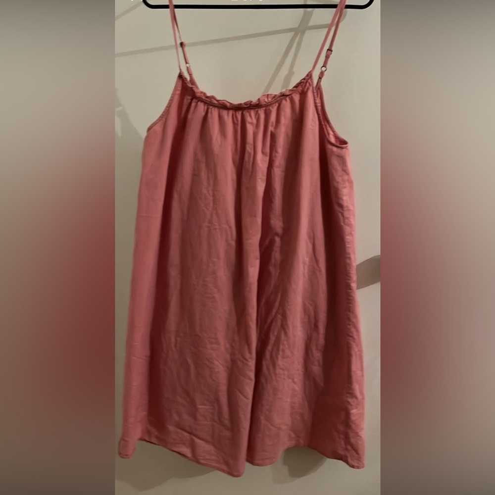 Loft simple mini cotton dress in dusky pink